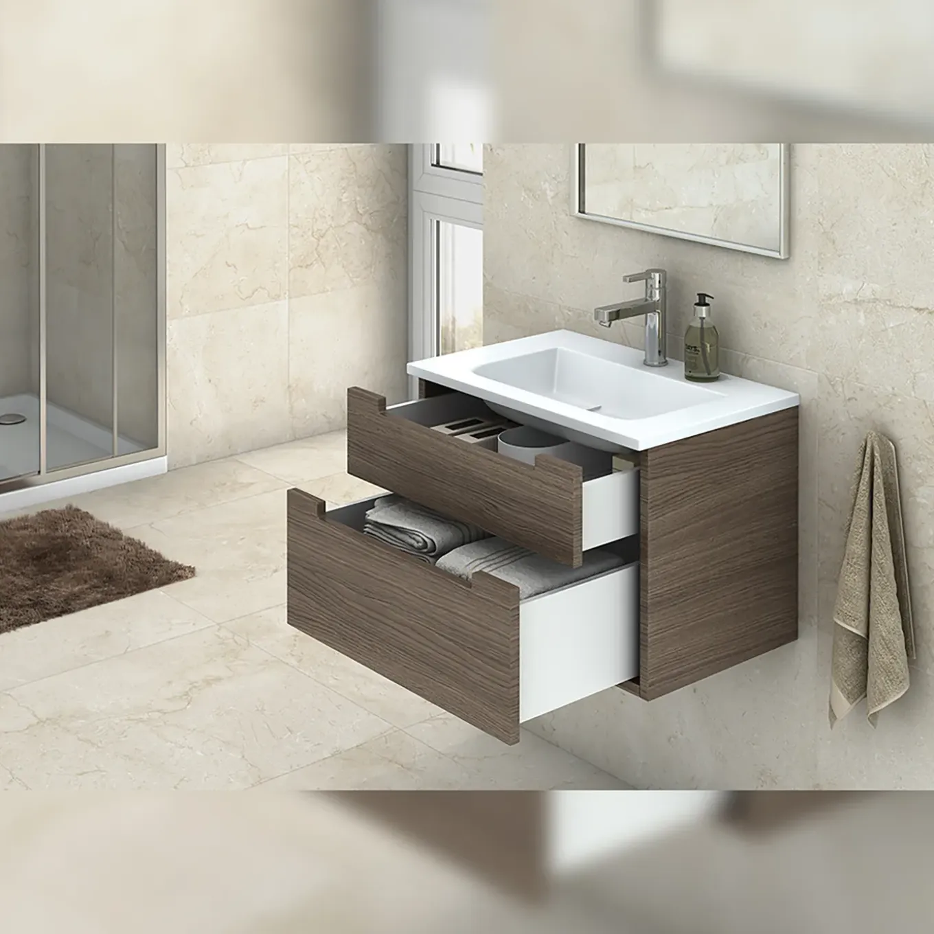 Emuca Concept Buitenste Lade 30kg Hoogte 185mm, Diepte 500mm, Staal, Wit Gelakt