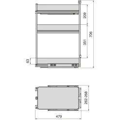 Emuca Harmony Uitschuifbaar Karretje Met Softclose, Module Breedte 300mm Hoogte 800mm, Staal