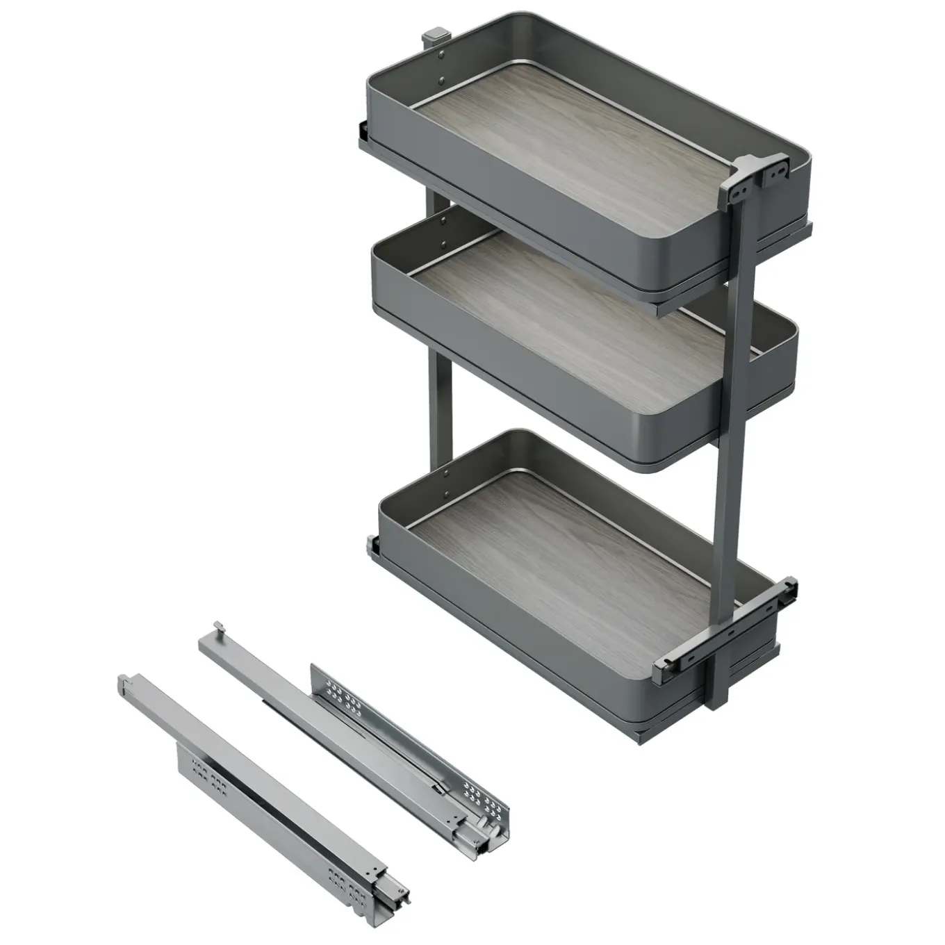 Emuca Harmony Uitschuifbaar Karretje Met Softclose, Module Breedte 300mm Hoogte 800mm, Staal