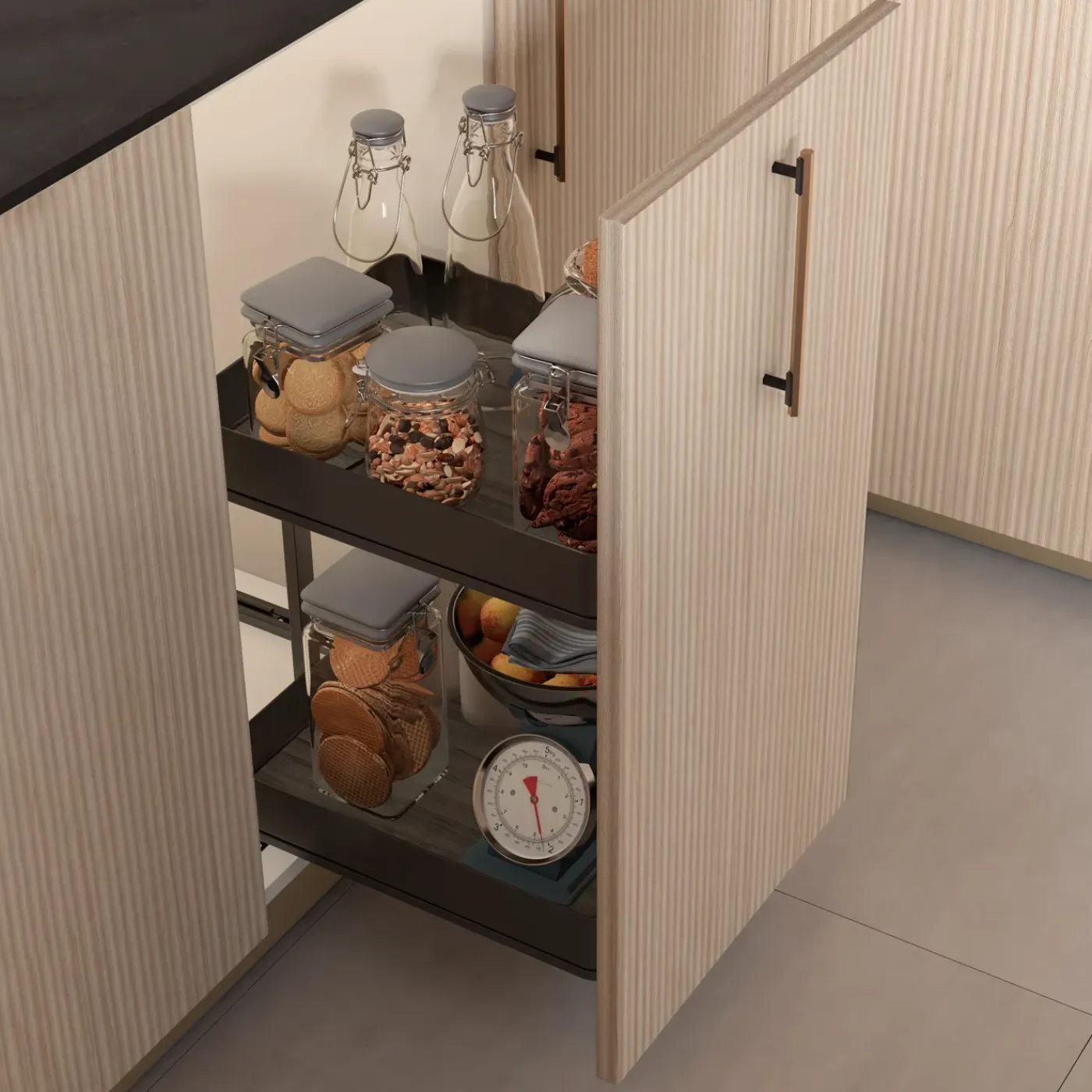 Emuca Harmony Uitschuifbaar Karretje Met Softclose, Module Breedte 400mm Hoogte 700mm, Staal