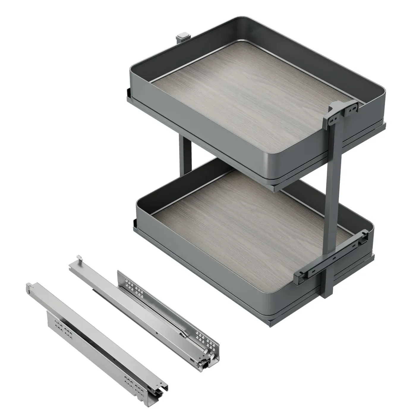 Emuca Harmony Uitschuifbaar Karretje Met Softclose, Module Breedte 400mm Hoogte 700mm, Staal