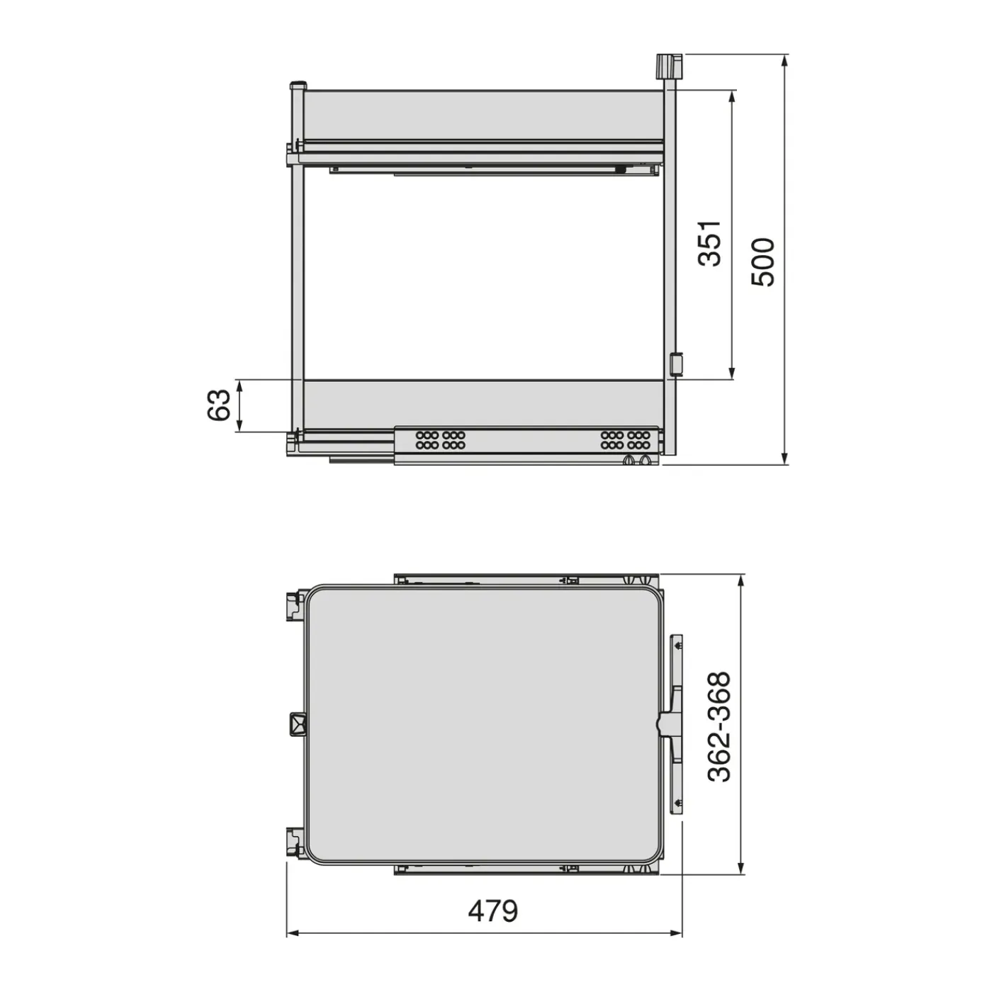 Emuca Harmony Uitschuifbaar Karretje Met Softclose, Module Breedte 400mm Hoogte 700mm, Staal