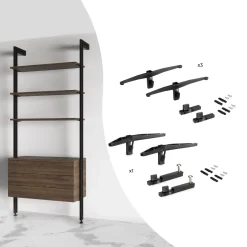 Emuca Kit Van Beugelset Voor 3 Houten Planken En 1 Module Voor Zero Structuur, Zamak
