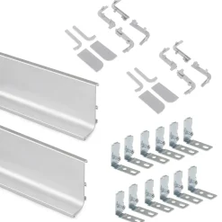 Emuca Kit Van 2 Gola Bovenprofielen Voor Keukenmeubelen, Lengte 2,35mm, Met Beslag, Aluminium