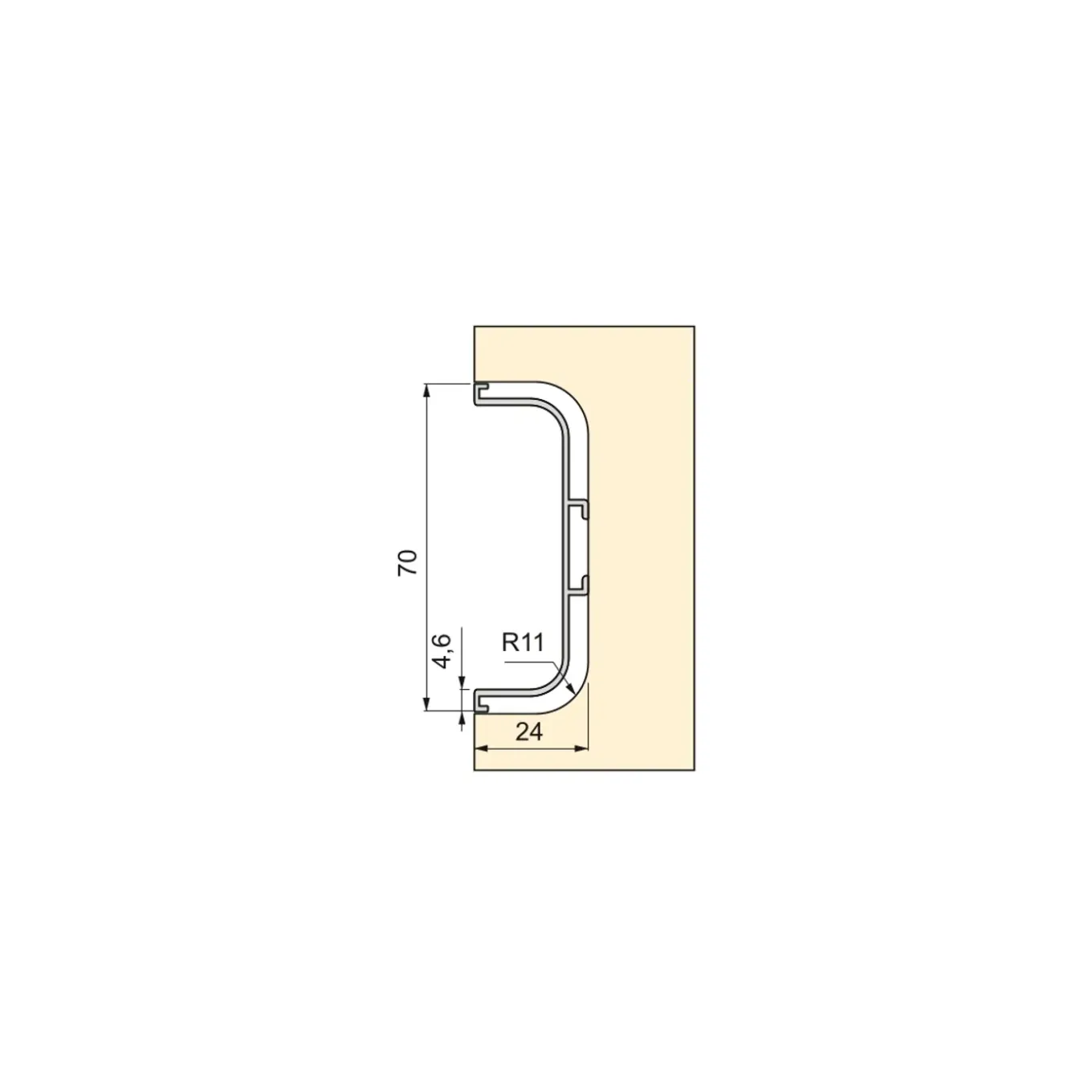 Emuca Kit Van 2 Gola Middenprofielen Voor Keukenmeubelen, Lengte 2,35mm, Met Accessoires