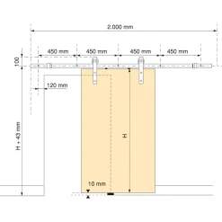 Emuca Kit Van Hardware Kit Voor Een Barn Houten Hangschuifdeur, Met Zachte Sluiting