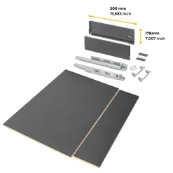Emuca Kit Van Vertex Keuken- Of Badkamerlade Kit, Hoogte 178mm, Met Legplanken, Module 900mm