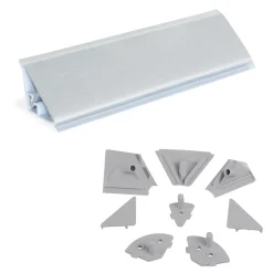 Emuca Lot Van 2 Plasline Driehoekige Keukengoten Met Installatieaccessoires, 2 Stangen Lengte 2,35m