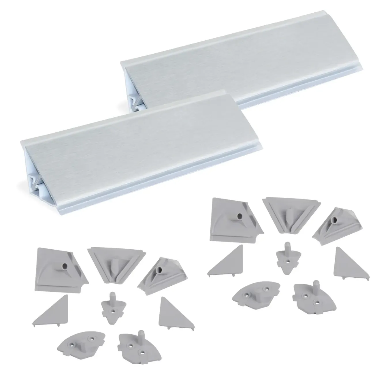 Emuca Lot Van 2 Plasline Driehoekige Keukengoten Met Installatieaccessoires, 2 Stangen Lengte 2,35m