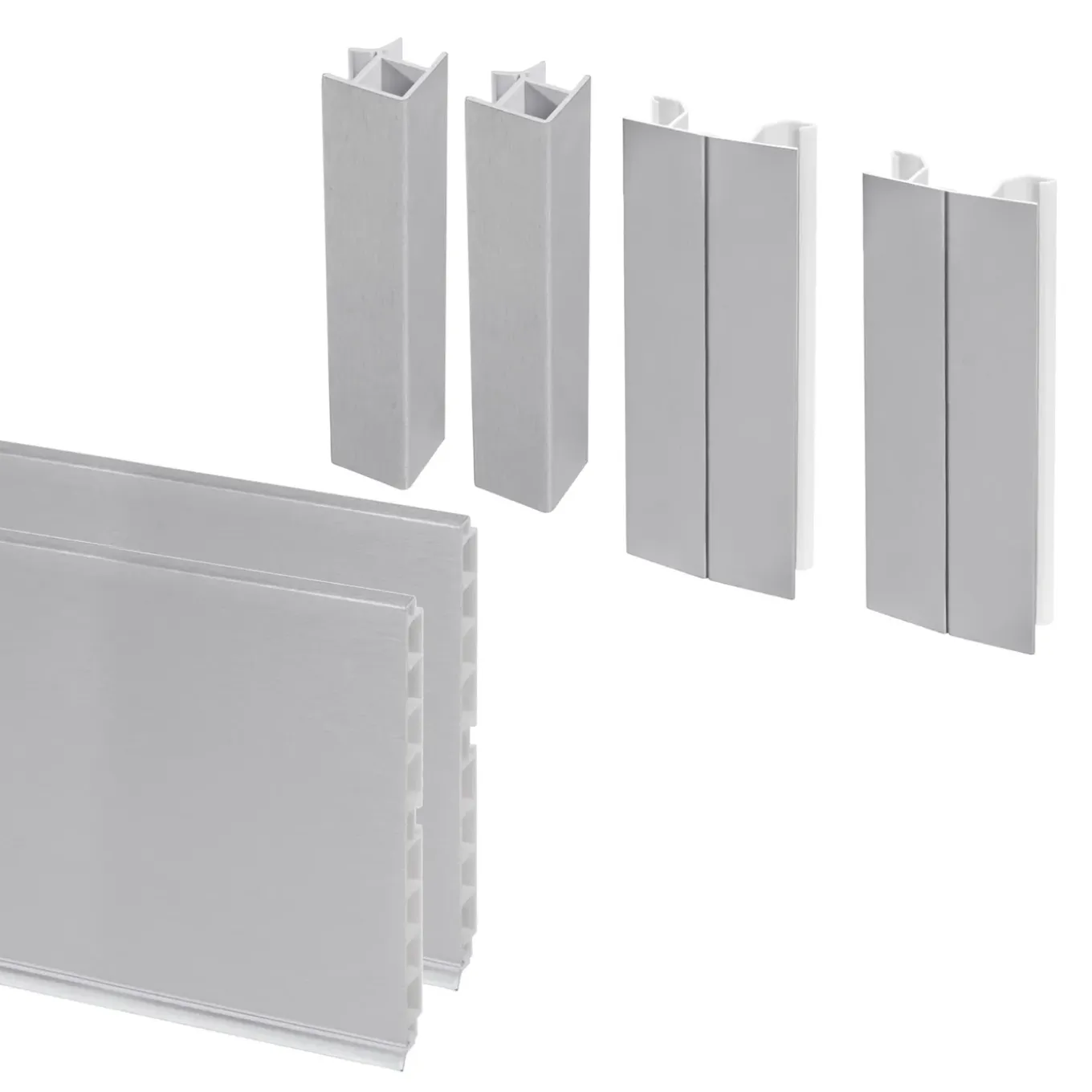 Emuca Lot Van 2 Plasline Keukenplinten Met Verbindingsbeslag, Hoogte 150mm, 2 Staven Lengte 2,35m