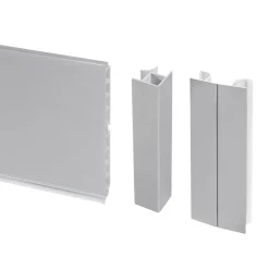 Emuca Lot Van 2 Plasline Keukenplinten Met Verbindingsbeslag, Hoogte 150mm, 2 Staven Lengte 2,35m