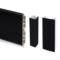 Emuca Lot Van 2 Plasline Keukenplinten Met Verbindingsbeslag, Hoogte 150mm, 2 Staven Lengte 2,35m