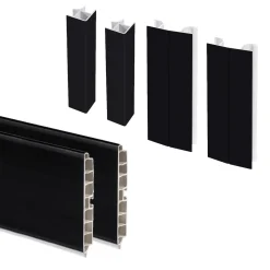 Emuca Lot Van 2 Plasline Keukenplinten Met Verbindingsbeslag, Hoogte 100mm, 2 Staven Lengte 2,35m