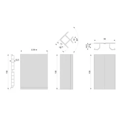 Emuca Lot Van 2 Plasline Keukenplinten Met Verbindingsbeslag, Hoogte 100mm, 2 Staven Lengte 2,35m