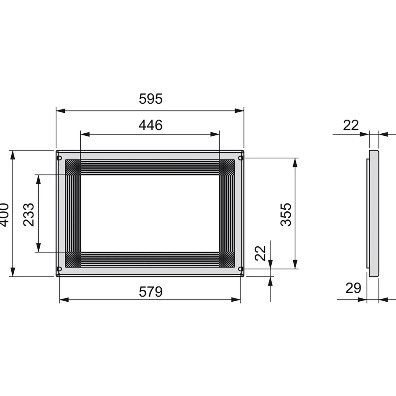 Emuca Magnetron Frame, Voor Inbouw In Keukenblok, Module 600mm, 600x400mm, Plastic
