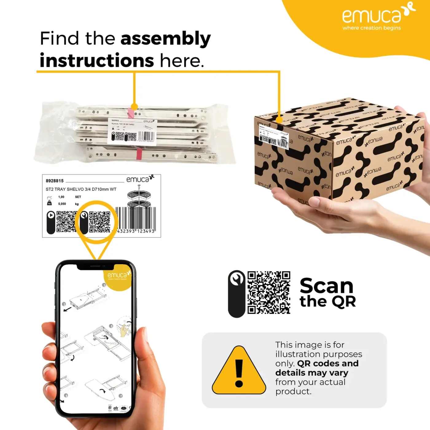 Emuca Magnetron Frame, Voor Inbouw In Keukenblok, Module 600mm, 600x400mm, Plastic, Wit