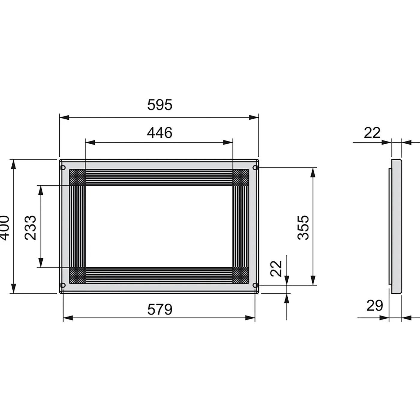 Emuca Magnetron Frame, Voor Inbouw In Keukenblok, Module 600mm, 600x400mm, Plastic, Wit