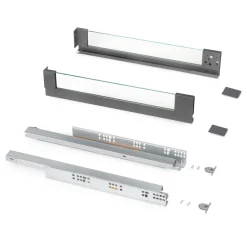 Emuca Outdoor Vertex 40kg Glaszijdige Lade 93mm Hoog, 450mm Diep, Staal En Aluminium En Glas