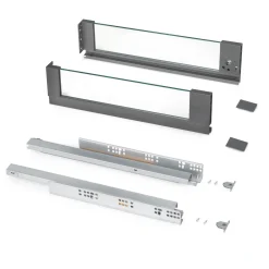 Emuca Outdoor Vertex 40kg Lade Met Glazen Zijpaneel Hoogte 131mm, Diepte 450mm, Staal En Aluminium