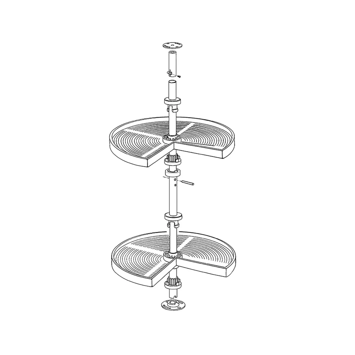 Emuca Set Shelvo 3/4' Draaitafelset, Voor 800mm Module, Plastic En Aluminium, Wit