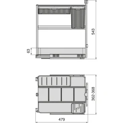 Emuca Uittrekbaar Karretje Met Manden En Accessoires Harmony, Module Breedte 400mm Hoogte 700mm