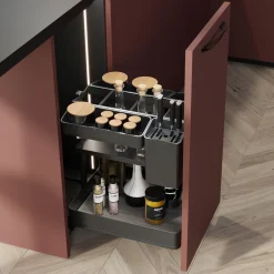 Emuca Uittrekbaar Karretje Met Manden En Accessoires Harmony, Module Breedte 400mm Hoogte 700mm