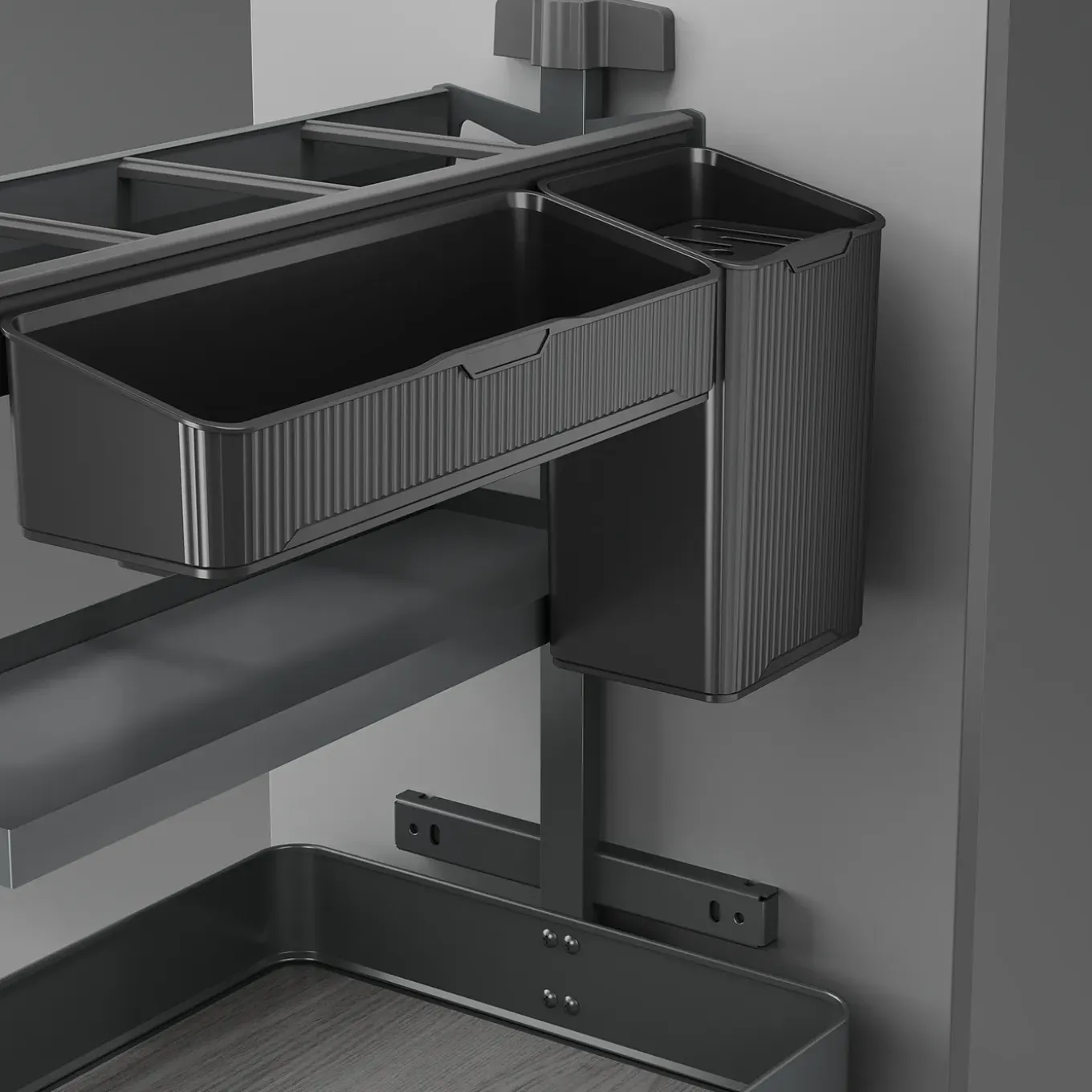 Emuca Uittrekbaar Karretje Met Manden En Accessoires Harmony, Module Breedte 400mm Hoogte 700mm
