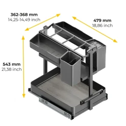 Emuca Uittrekbaar Karretje Met Manden En Accessoires Harmony, Module Breedte 400mm Hoogte 700mm