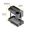 Emuca Uittrekbaar Karretje Met Manden En Accessoires Harmony, Module Breedte 300mm Hoogte 700mm