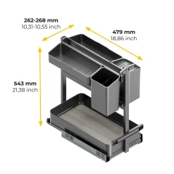 Emuca Uittrekbaar Karretje Met Manden En Accessoires Harmony, Module Breedte 300mm Hoogte 700mm
