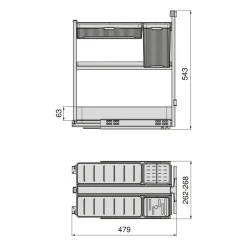 Emuca Uittrekbaar Karretje Met Manden En Accessoires Harmony, Module Breedte 300mm Hoogte 700mm
