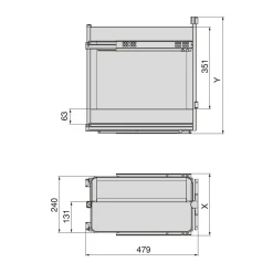Emuca Uittrekbare Kar Met Manden En Broodbak Harmony Met Softclose,module Breedte 300mm Hoogte 700mm