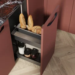 Emuca Uittrekbare Kar Met Manden En Broodbak Harmony Met Softclose,module Breedte 300mm Hoogte 700mm