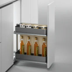Emuca Uittrekbare Kar Met Manden En Broodbak Harmony Met Softclose,module Breedte 300mm Hoogte 700mm
