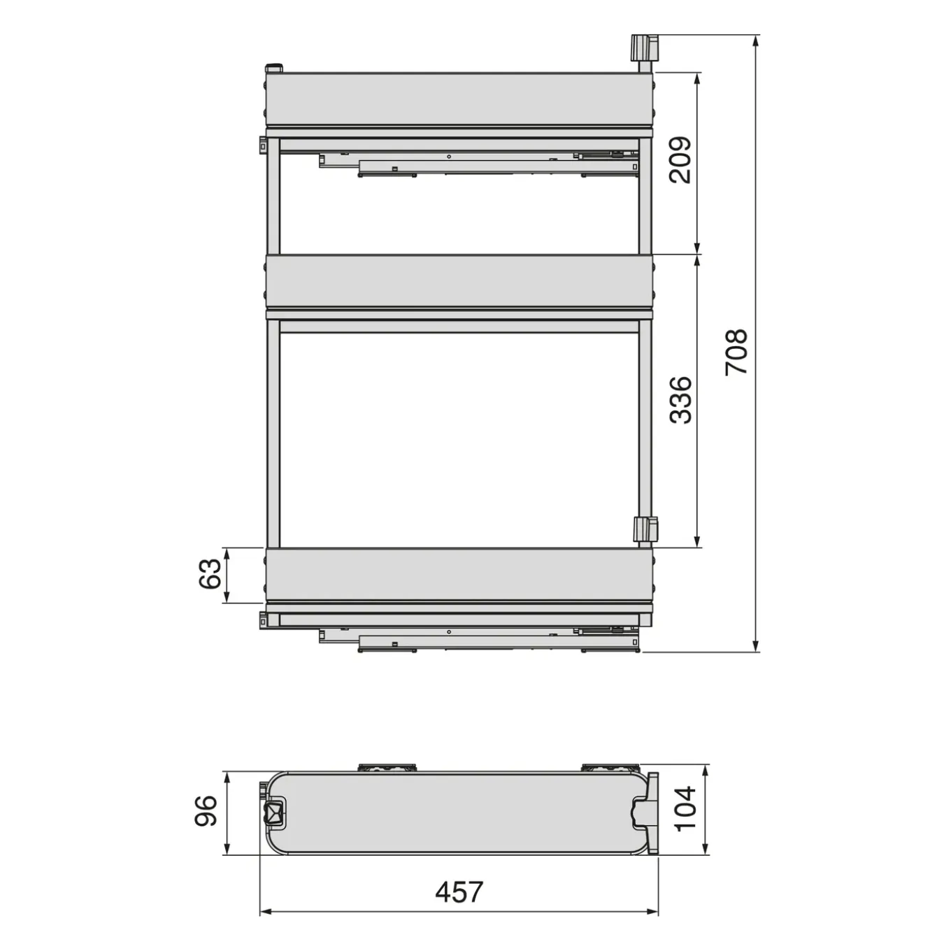 Emuca Uittrekbare Zijflessenhouder Harmony Met Softclose, Module 150 Mm