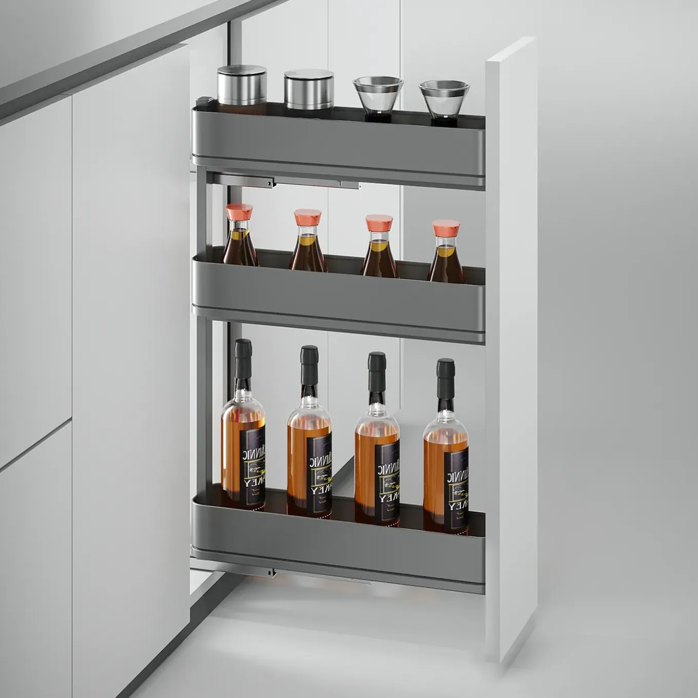 Emuca Uittrekbare Zijflessenhouder Harmony Met Softclose, Module 200 Mm
