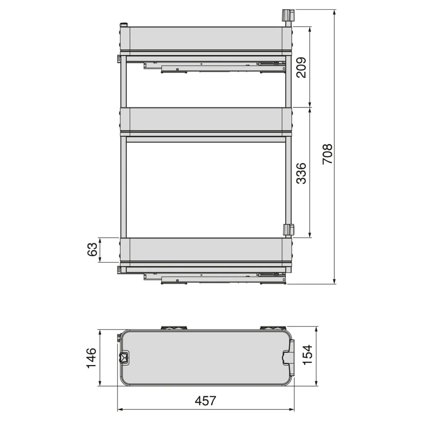 Emuca Uittrekbare Zijflessenhouder Harmony Met Softclose, Module 200 Mm