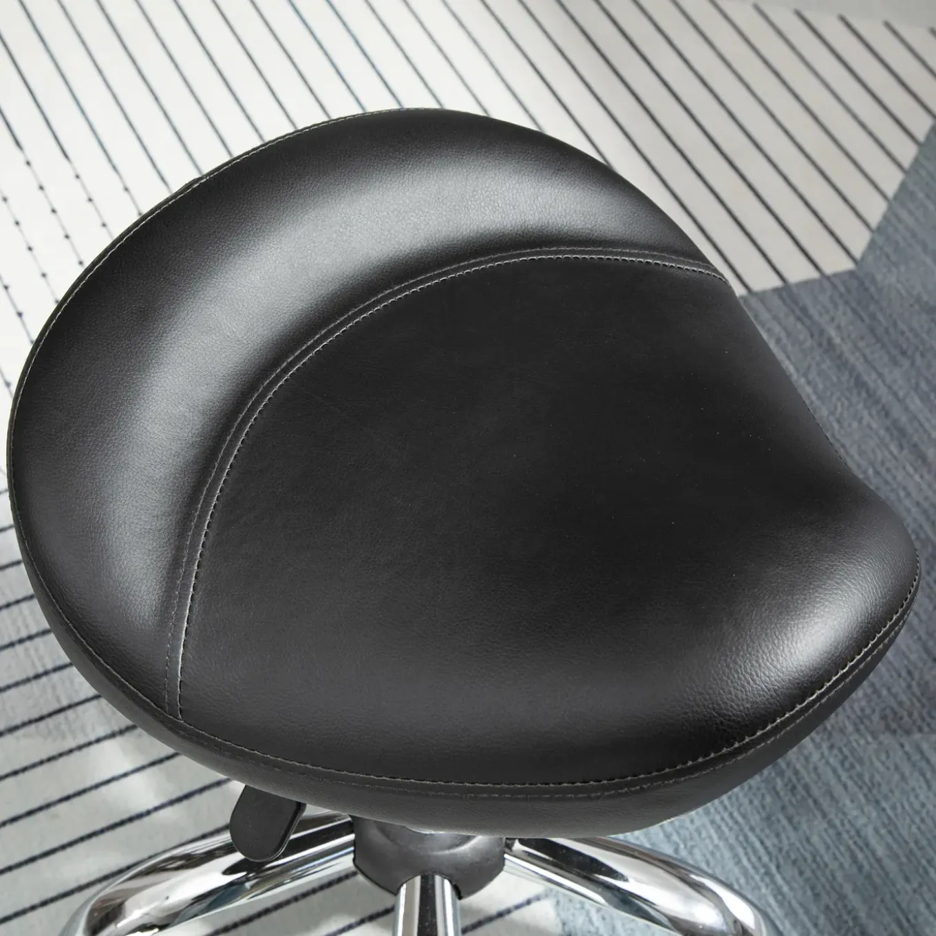 Ergonomische Zadelkruk Kunstleer Amazonekruk In Hoogte Verstelbaar 54-69cm - Zwart