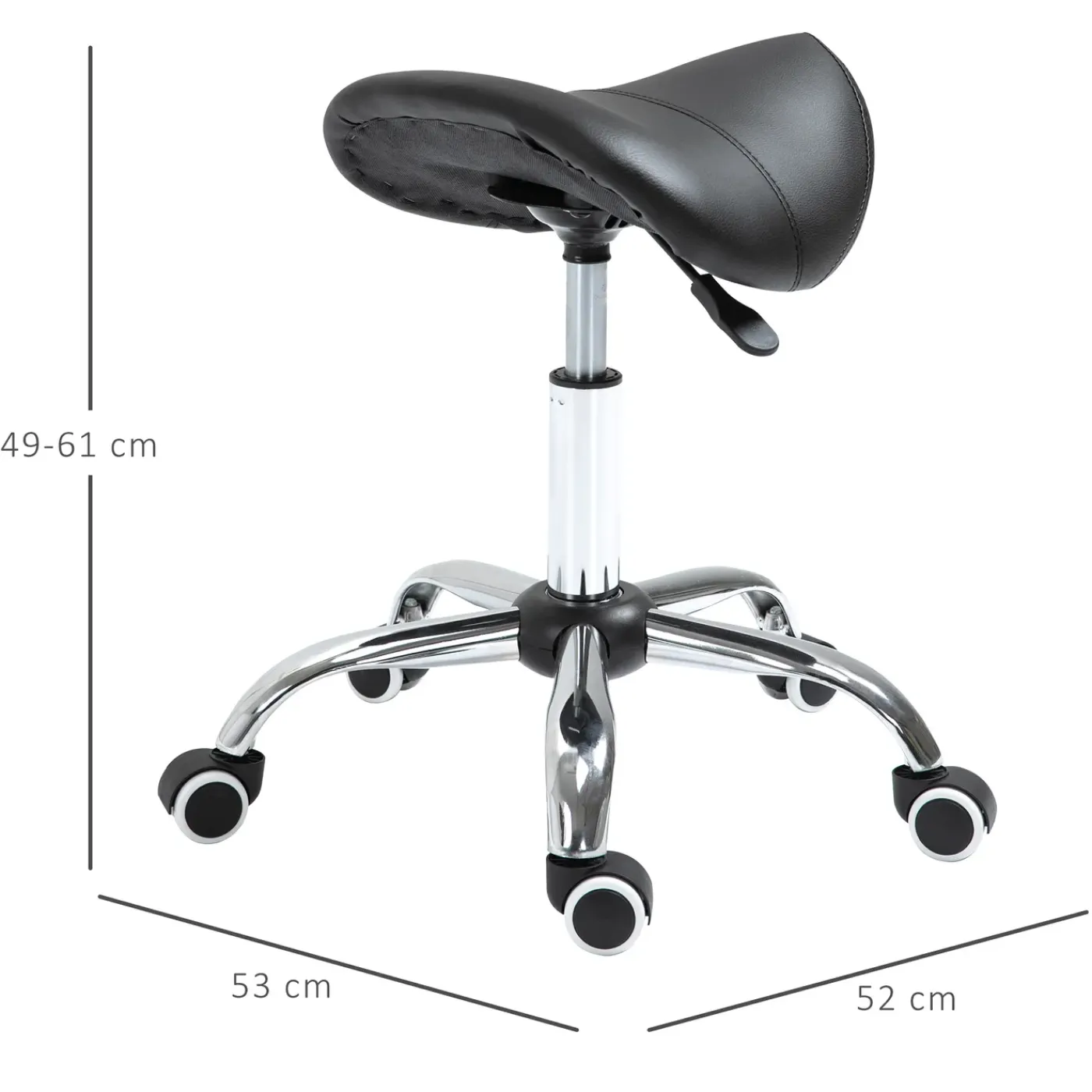 Overig Ergonomische Zadelkruk Kunstleer Amazonekruk In Hoogte Verstelbaar 49-61 Cm - Zwart