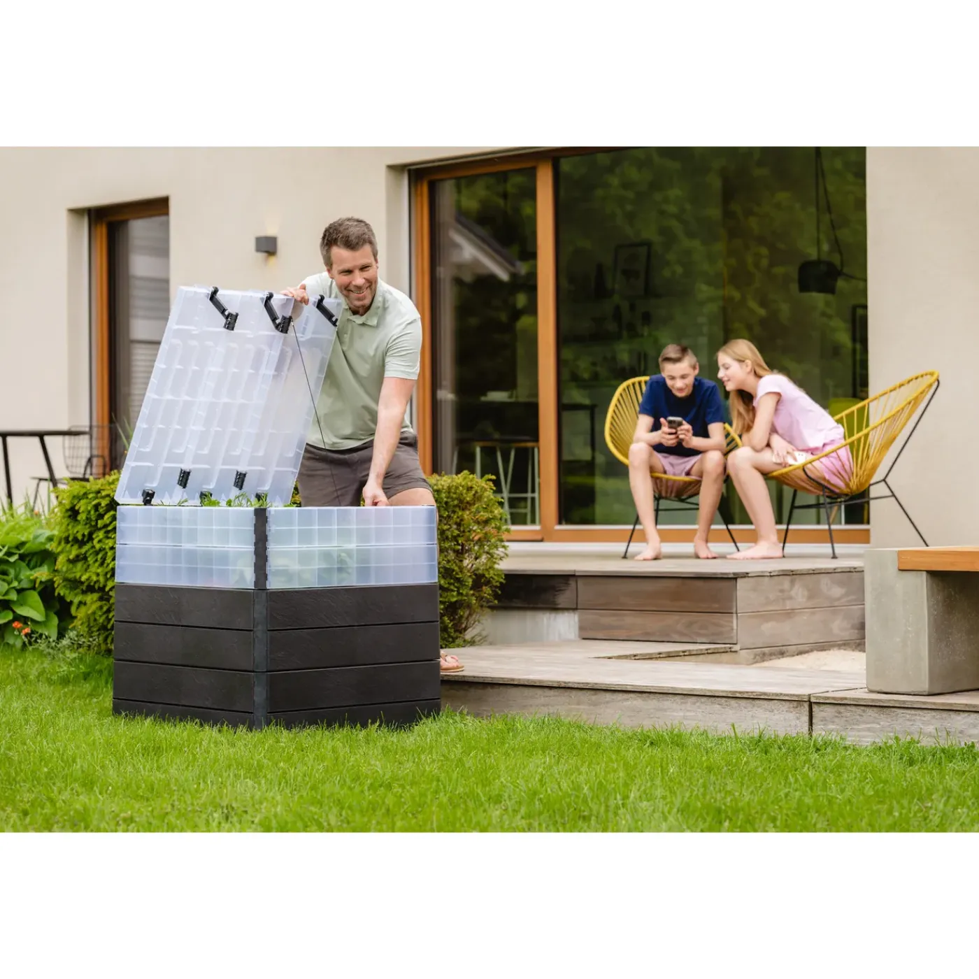 GARANTIA Ergo Quadro Turboplus L 80 Hoogbed, Stone - Incl. Flora Waterbesparingssysteem -