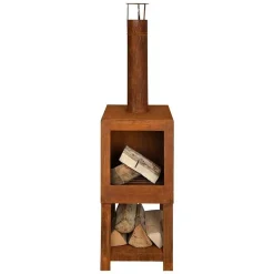 Esschert Design Terraskachel Met Houtopslag Roest