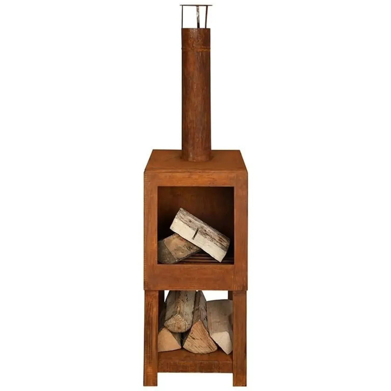 Esschert Design Terraskachel Met Houtopslag Roest