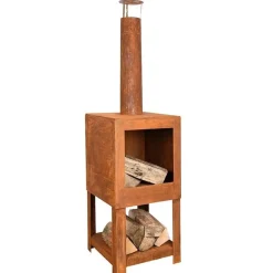 Esschert Design Terraskachel Met Houtopslag Roest