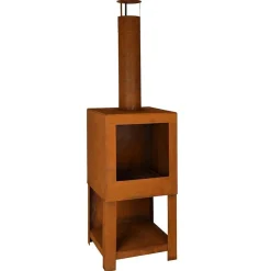 Esschert Design Terraskachel Met Houtopslag Roest