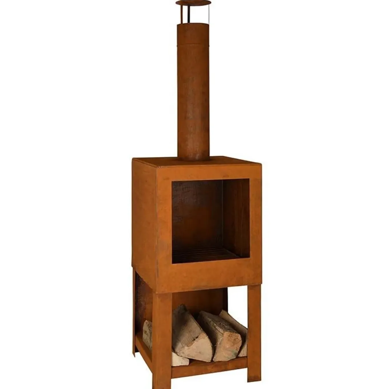 Esschert Design Terraskachel Met Houtopslag Roest