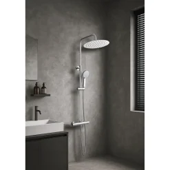 EsseBagno Regendouche Delice - Met Thermostatische Kraan - Chroom - Mat - Rond - Met Handdouche - 15cm hartafstand - 3-straals - Waterbesparend