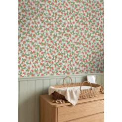 ESTAhome Behang Aardbeien Blauw, Groen En Rood - 50 X 900 Cm - 132173