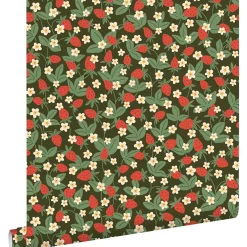 ESTAhome Behang Aardbeien Groen En Rood - 50 X 900 Cm - 132168