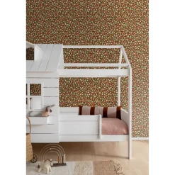 ESTAhome Behang Aardbeien Vergrijsd Olijfgroen En Rood - 50 X 900 Cm - 132169