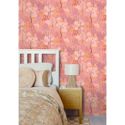 Estahome Behang Bomen En Bloemen Roze, Paars En Oranje - 50 X 900 Cm - 131188
